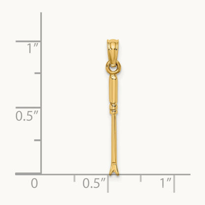 3-D Weeding Garden Tool Charm, 14K