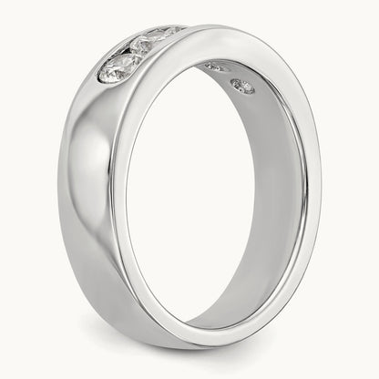 5-Stone Diamond Channel Band, 14K White Gold