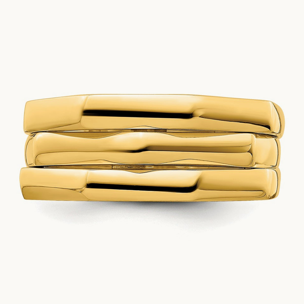 Polished Three Ridged Dome Ring, 14K