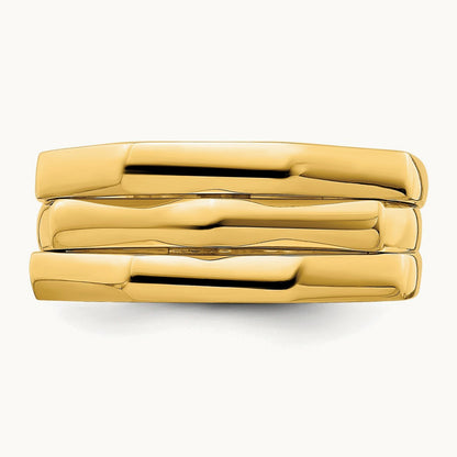 Polished Three Ridged Dome Ring, 14K
