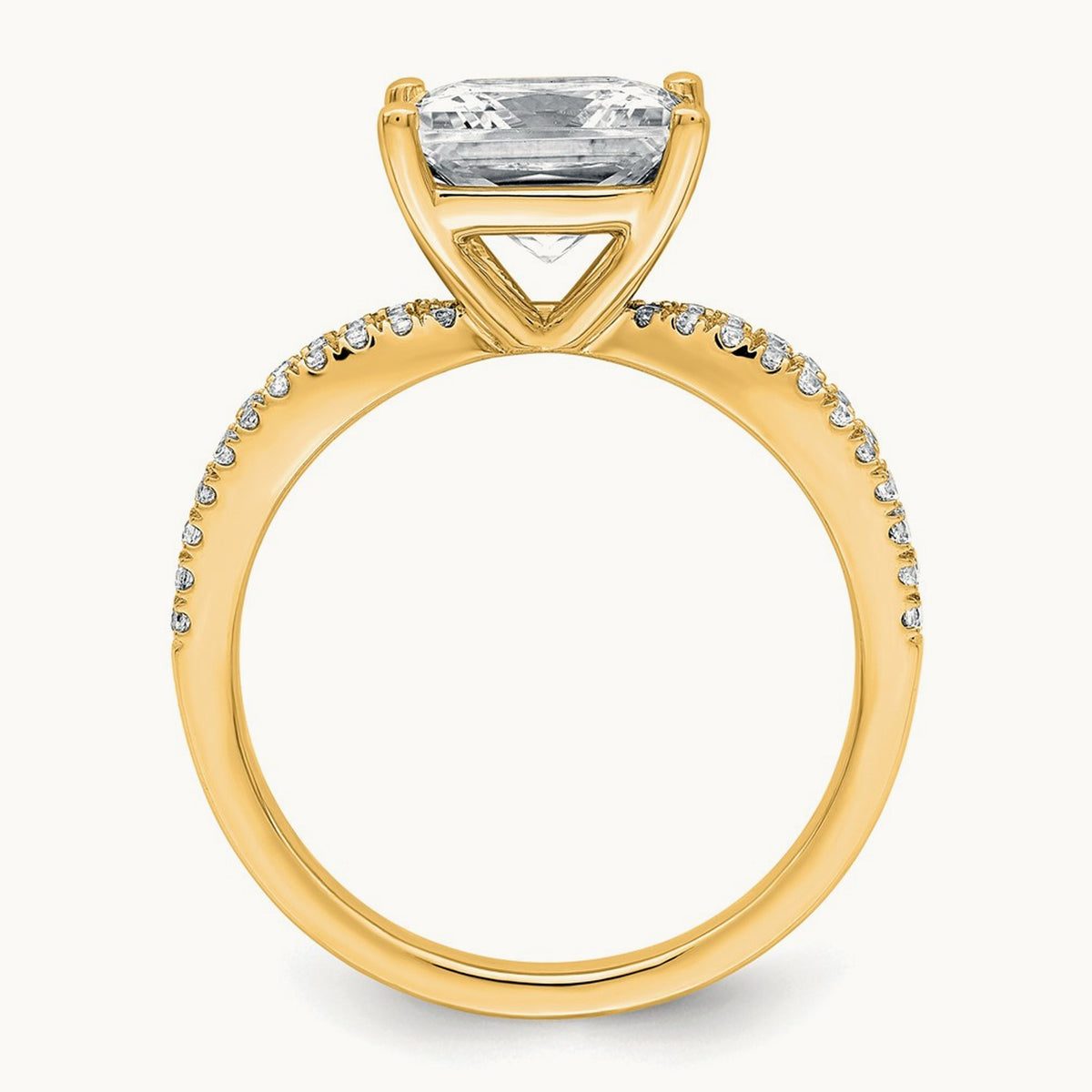 Princess Engagement Ring, 1.25-2.75 ct tw Lab-Grown Diamond — 2 1/2 ct, 14K Yellow Gold