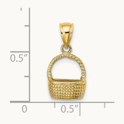 2-D Flat Back Basket Charm, 14K