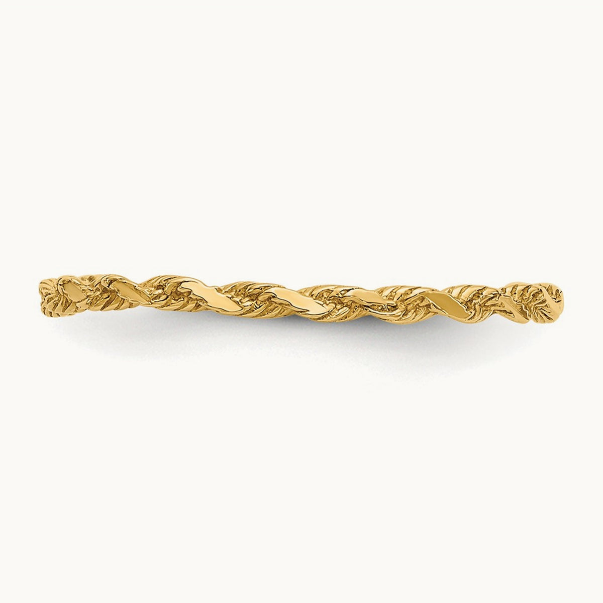 Diamond-cut Textured Rope Band Ring — 14K Yellow Gold