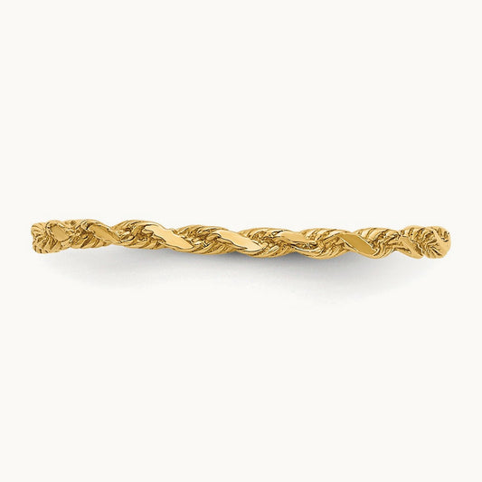 Diamond-cut Textured Rope Band Ring — 14K Yellow Gold, 6