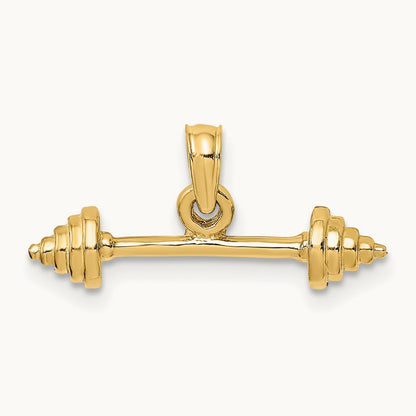 Solid Polished 3-D Dumbbell Charm, 14K