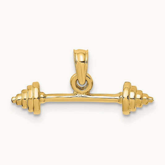 Solid Polished 3-D Dumbbell Charm, 14K
