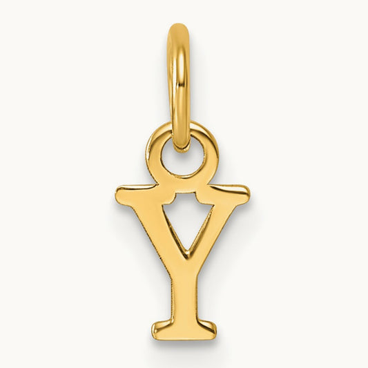 Cutout Letter Y Initial Pendant, 14K Yellow Gold