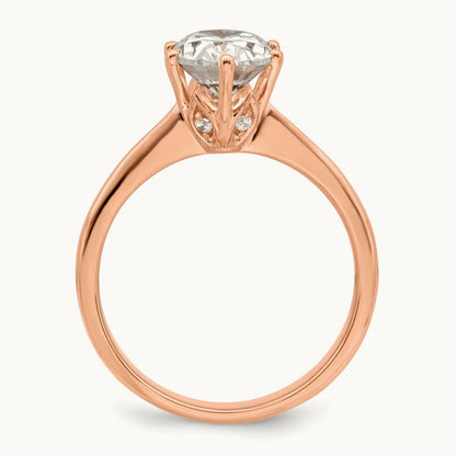 Polish 1 1/2ct Oval Leaf Design Semi-Mount Dia Ring, 14K Rose