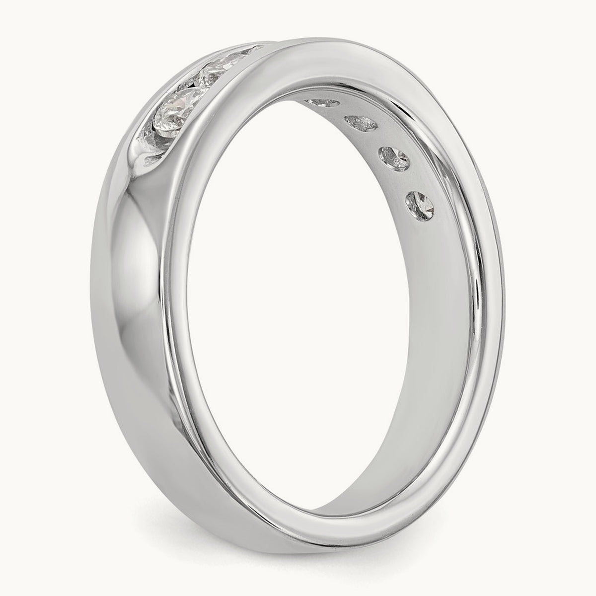 7-Stone Diamond Channel Band, 14K White Gold
