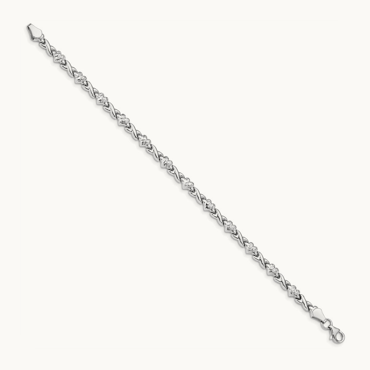 Polished Heart & X Bracelet — 7mm