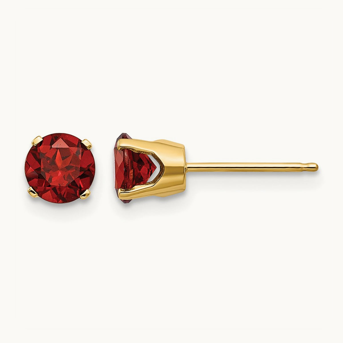 Garnet Earrings - January, 5mm, 14K