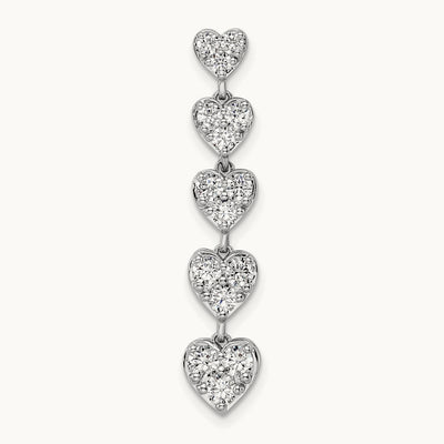 Five Heart Bar Chain Slide, 1.00 ct tw Lab-Grown Diamond