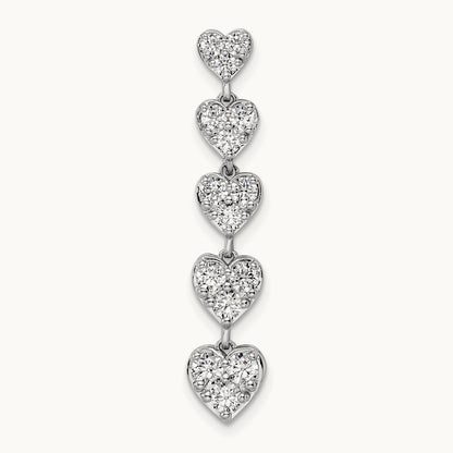 Five Heart Bar Chain Slide, 1.00 ct tw Lab-Grown Diamond