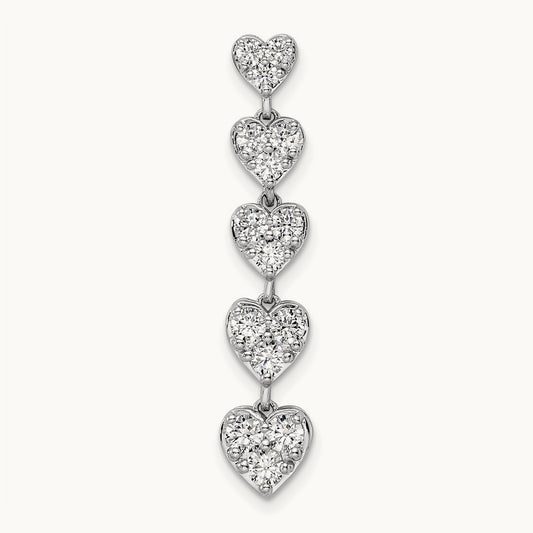 Five Heart Bar Chain Slide, 1.00 ct tw Lab-Grown Diamond