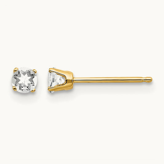 April/ White Topaz Post Earrings — 3mm