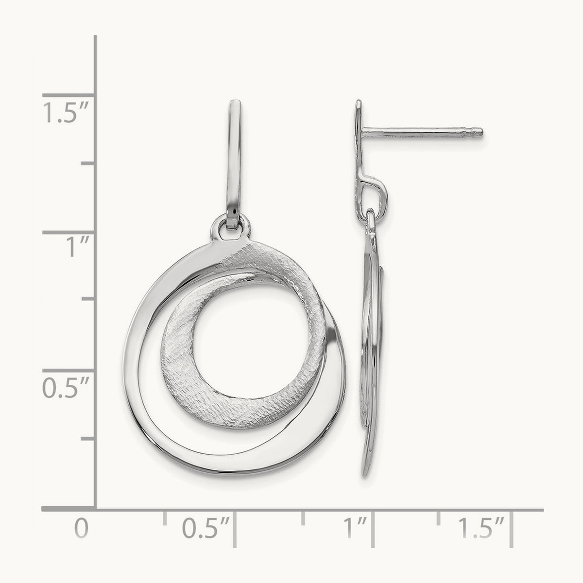 Rhodium-plated Radiant Essence Textured Post Dangle Earrings — 34mm