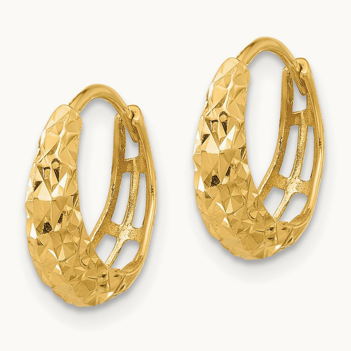 Polished Diamond-cut Hoop Earrings — photo set