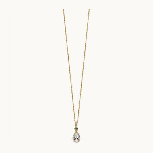 Pear Halo Pendant Necklace, 1.00 ct tw Lab-Grown Diamond