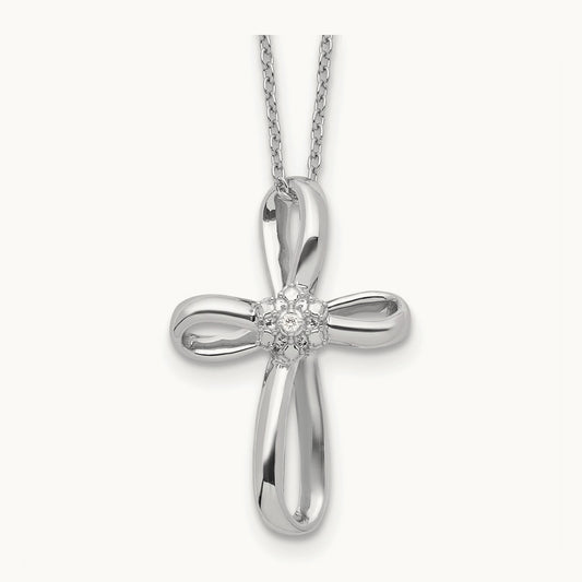 Cross Pendant Necklace, 0.05 ct tw Lab-Grown Diamond