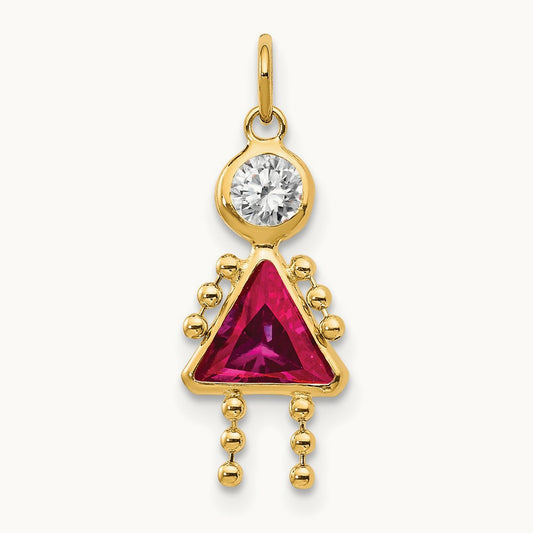 July Girl Birthstone Charm, 14K