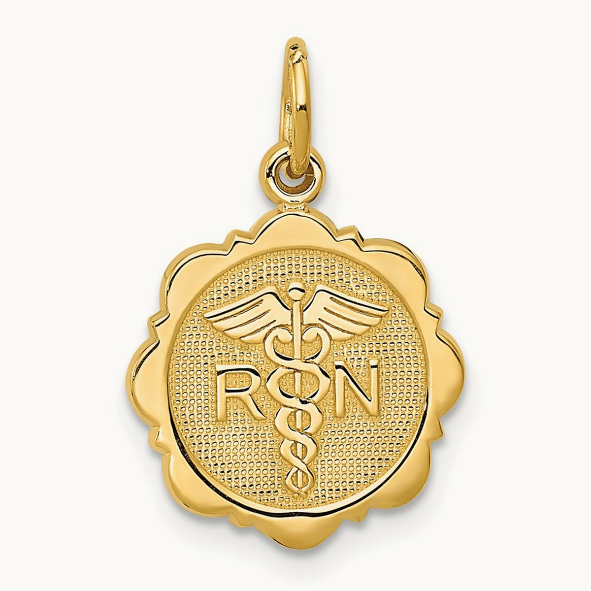 RN Registered Nurse Disc Charm, 14K