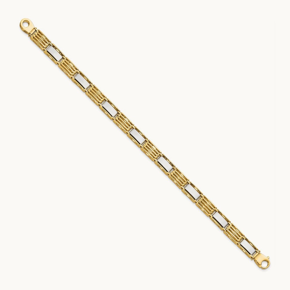 High Polished 8.5in Mens Link Bracelet, 14K Two-tone