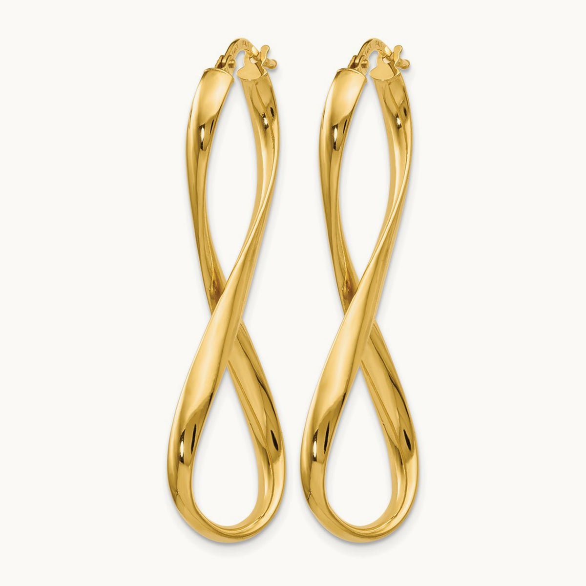 Polished Infinity Hoop Earrings, 14K — Leslie's