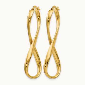 Polished Infinity Hoop Earrings, 14K — Leslie's