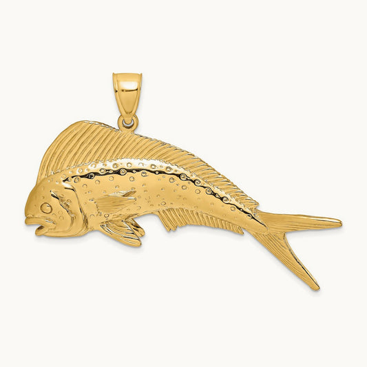 2-D Female Dorado (Mahi-Mahi) Charm, 14K