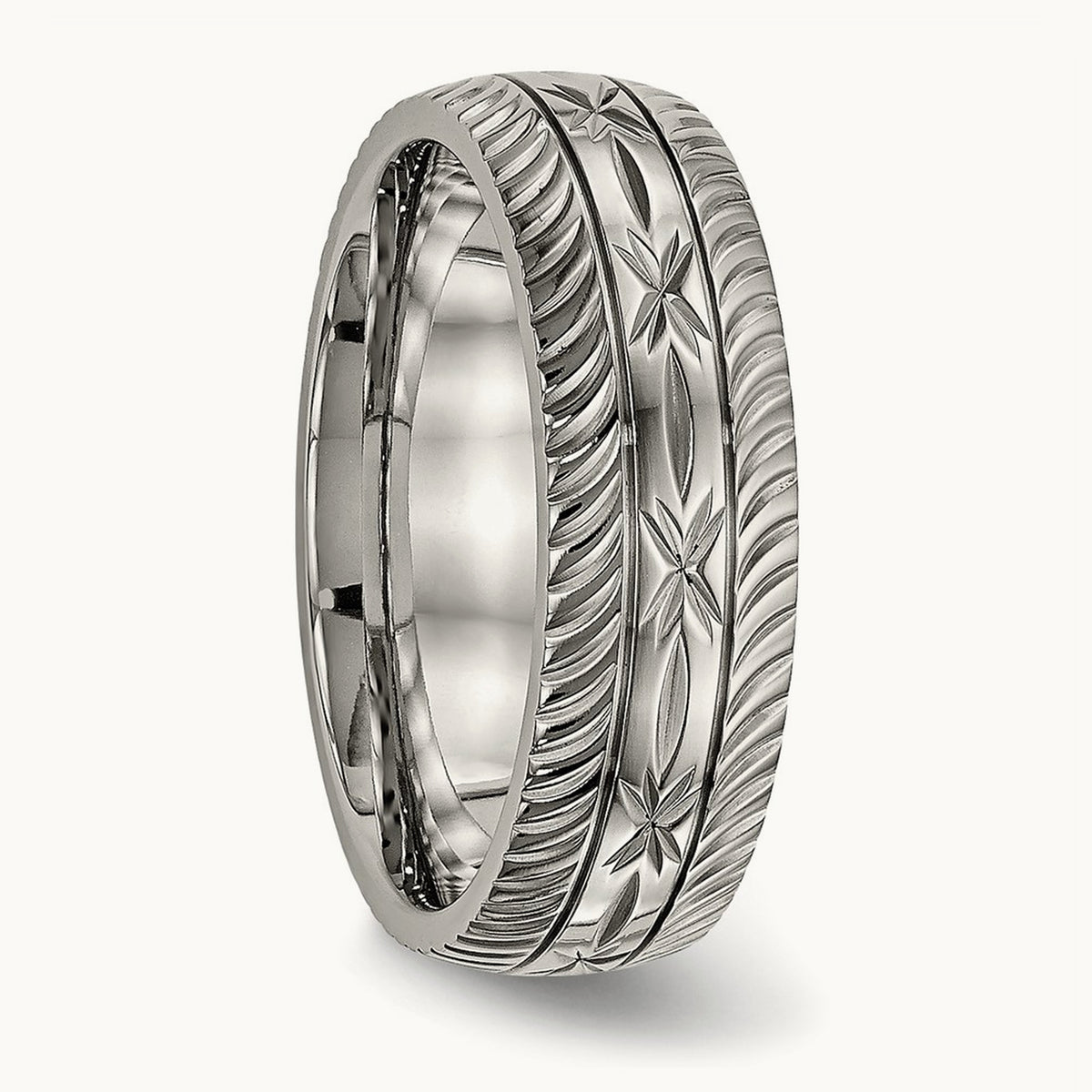 Polished Diamond Cut Band — 7mm