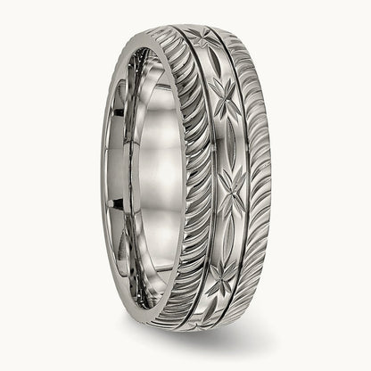 Polished Diamond Cut Band — 7mm