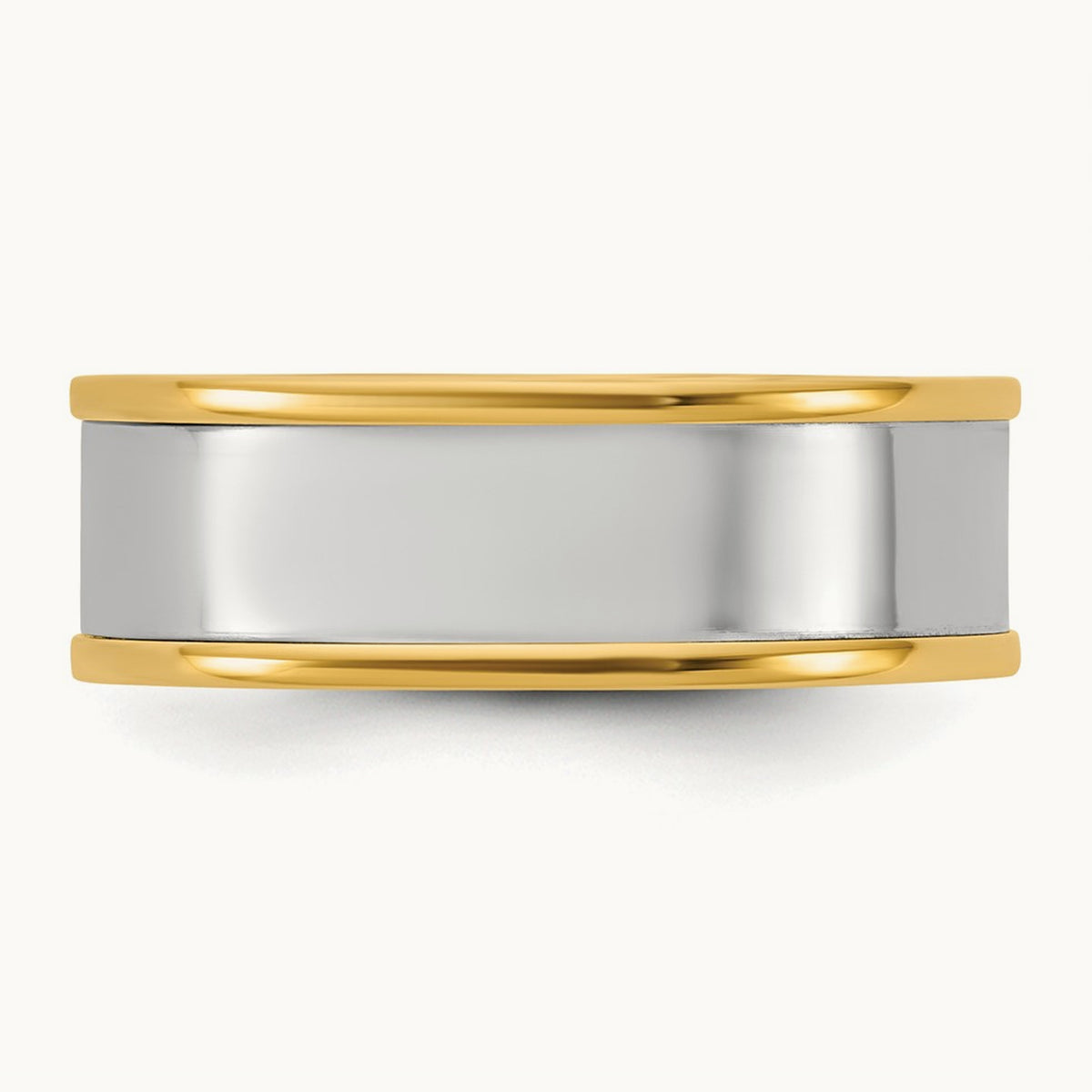 Y/W Step Up Flat Edge Wedding Band, 7mm, 14K Two-tone