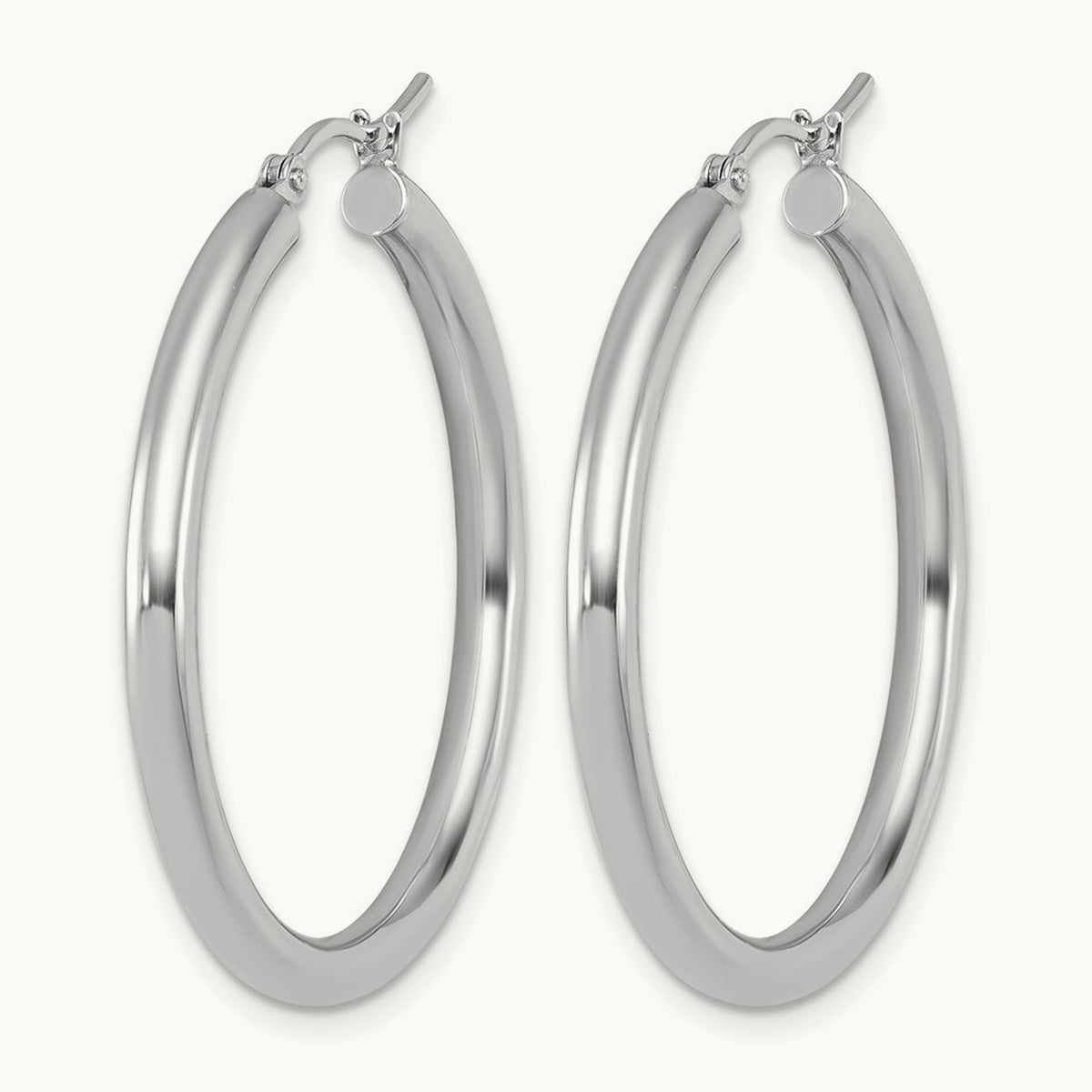 Polished Hinged Hoop Earrings, 10K White Gold — Leslie's