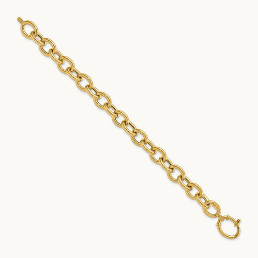 Polished Fancy Oval Link Bracelet, 14K