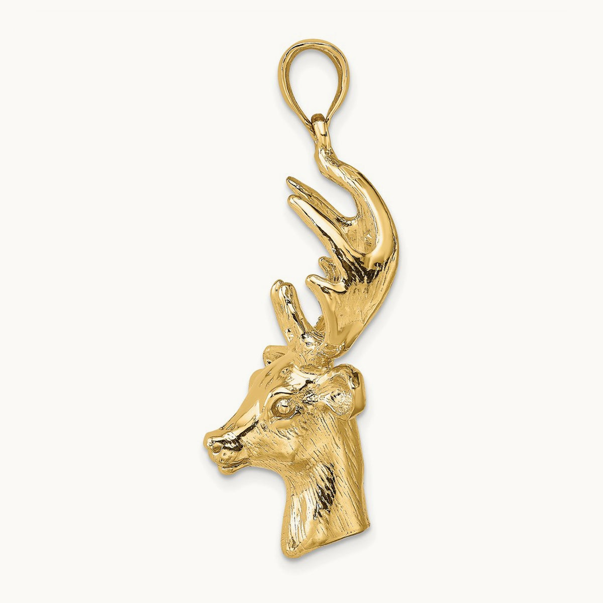 3-D Deer Head Charm, 14K