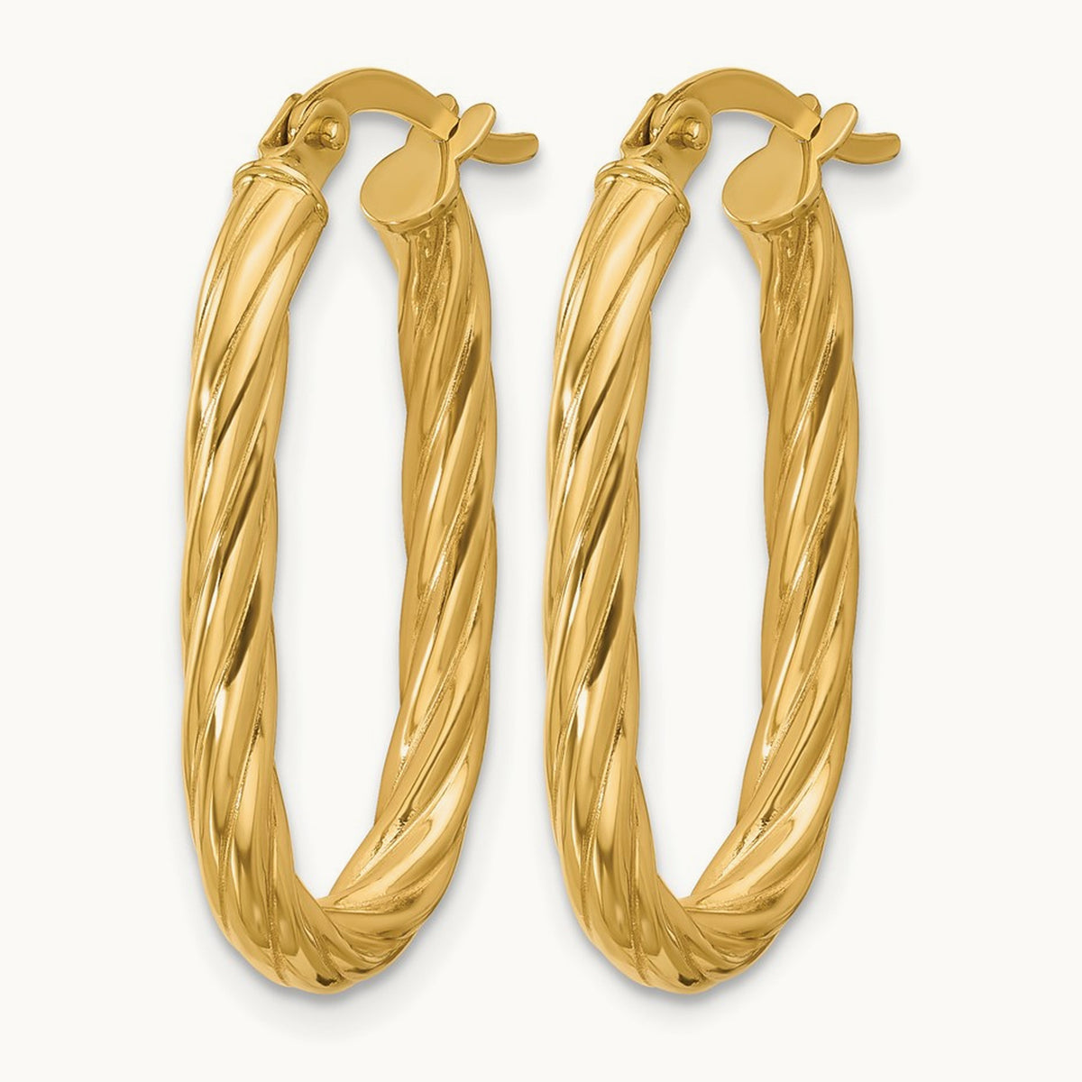 Polished Twisted Oval Hoop Earrings — Leslie's — 14.75mm
