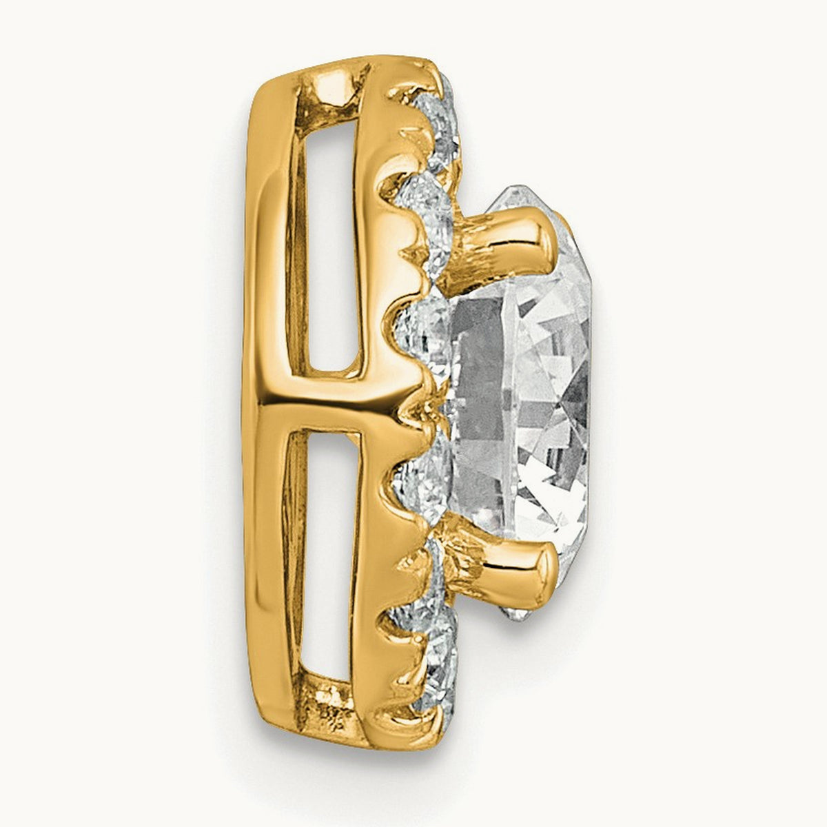 Round Halo Chain Slide Pendant, 0.25-5.00 ct tw Lab-Grown Diamond — 2 1/2 ct, 14K Yellow Gold