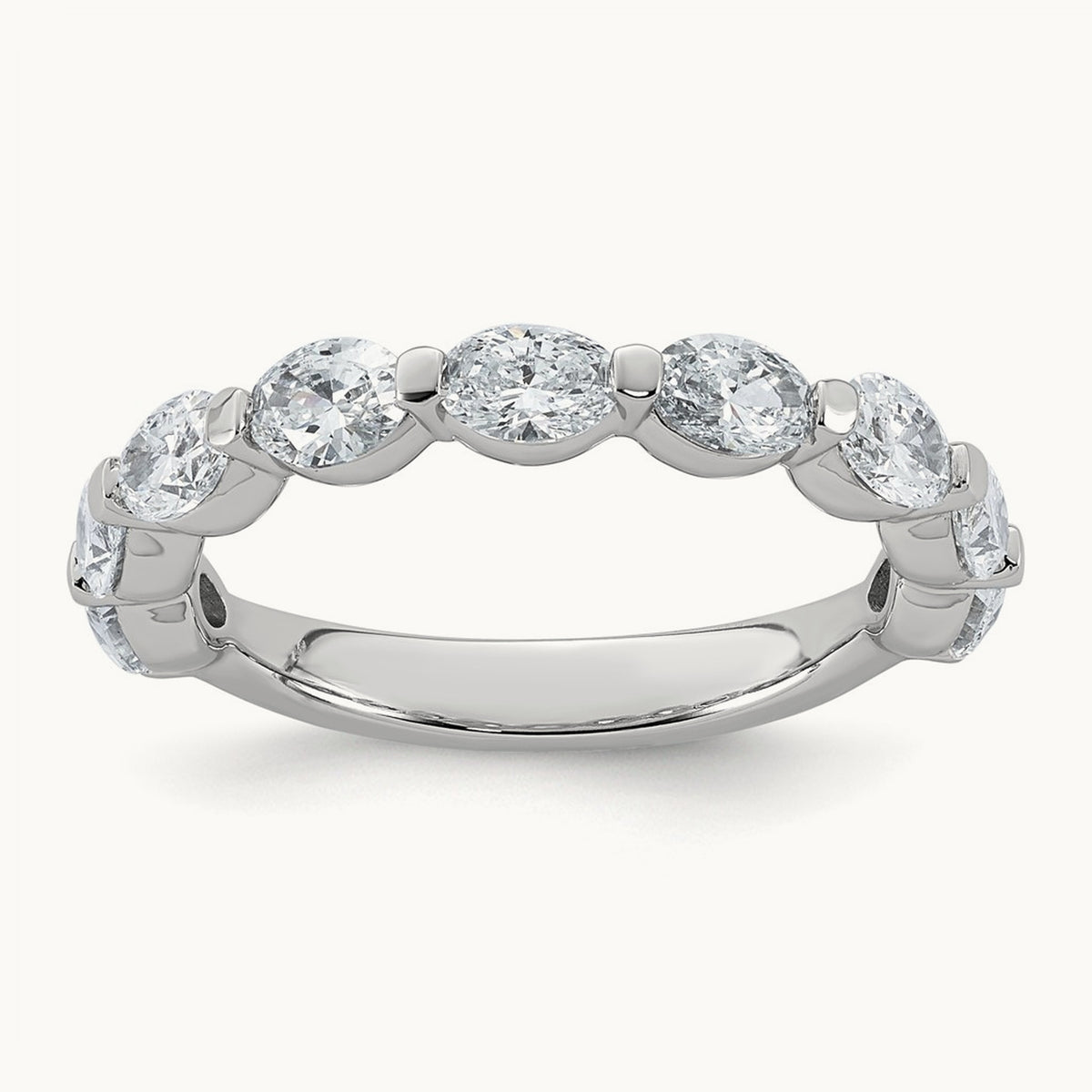Oval Shape Stones Wedding Band, 1.25-1.75 ct tw Lab-Grown Diamond — 1 3/4 ct, 14K White Gold