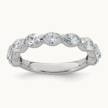Oval Shape Stones Wedding Band, 1.25-1.75 ct tw Lab-Grown Diamond — 1 3/4 ct, 14K White Gold
