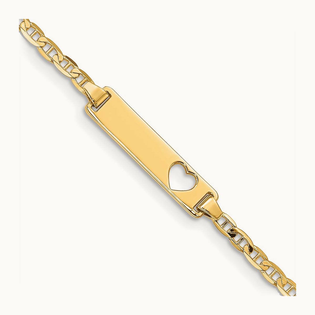 Cut-out Heart Anchor Link ID Bracelet — 5.5mm