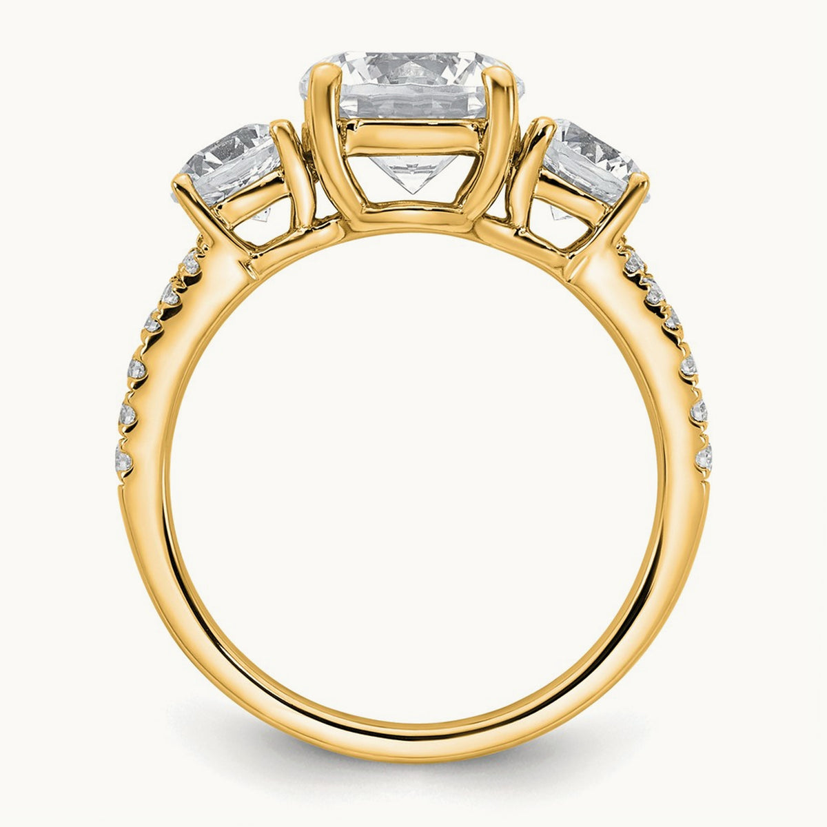 3 Stone Oval Ring — 14K Yellow Gold, 7