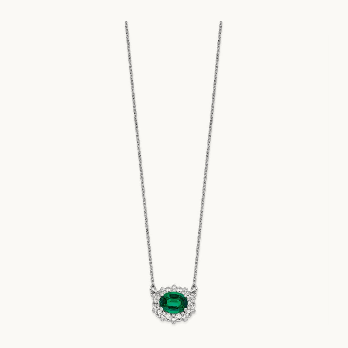 Created Emerald Necklace, 1.00 ct tw Lab-Grown Diamond
