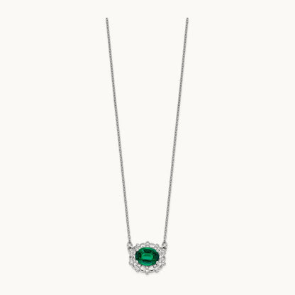 Created Emerald Necklace, 1.00 ct tw Lab-Grown Diamond