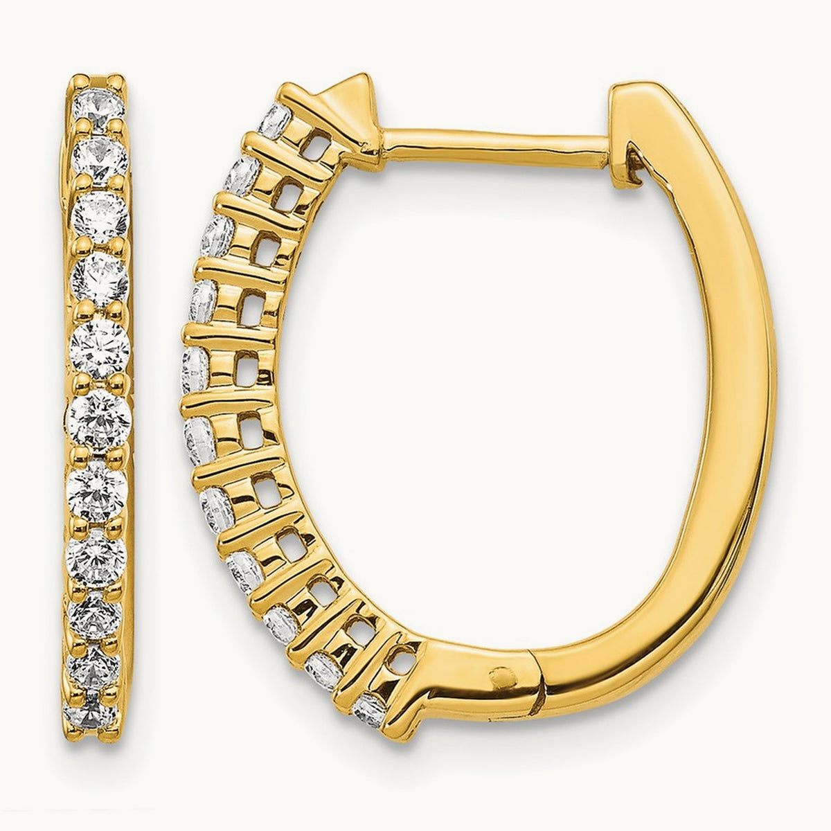 Diamond Hinged Hoop Earrings — 14K Yellow Gold, 18mm, 0.49 ct