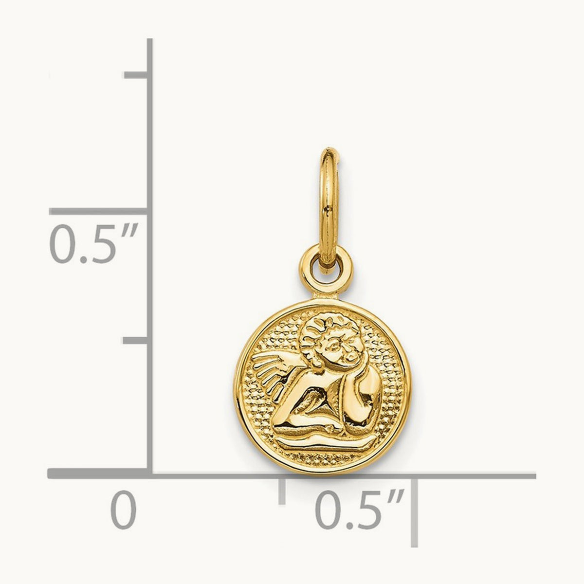 Small Polished Angel Charm — 14K Yellow Gold