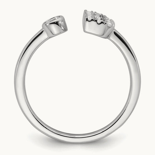 Initial B Adjustable Ring, 0.20 ct tw Lab-Grown Diamond