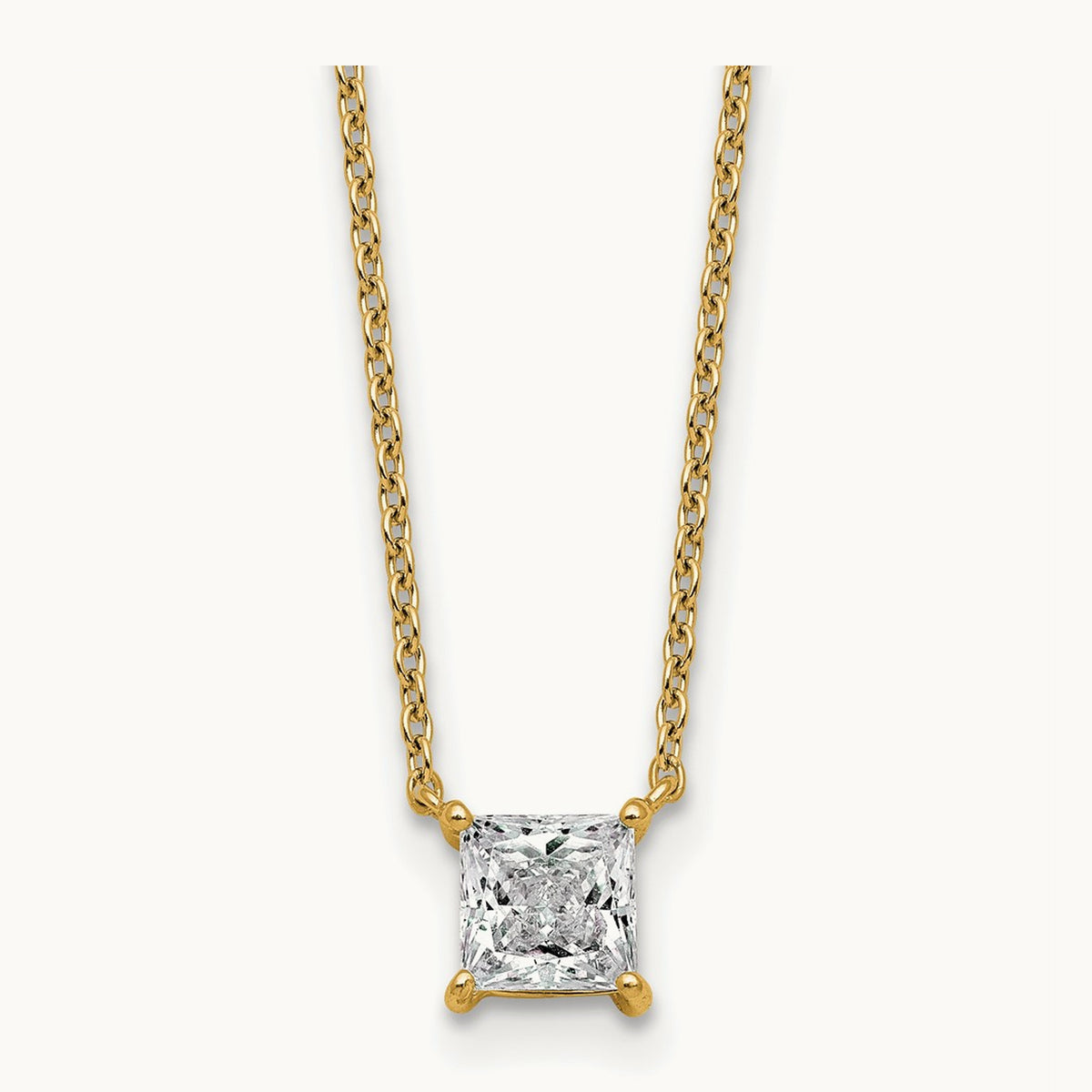 Princess Pendant Necklace, 0.25-4.00 ct tw Lab-Grown Diamond — 3/4 ct, VS (Best), 14K Yellow Gold