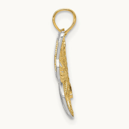 Butterfly with White Beaded Wings Charm with rhodium — 20.5mm