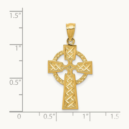 Diamond-cut Celtic Cross Pendant, 14K