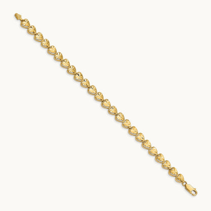 Diamond Cut Heart Bracelet, 14K